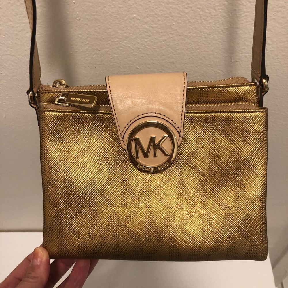 Michael Kors MK Crossbody Purse - Gold